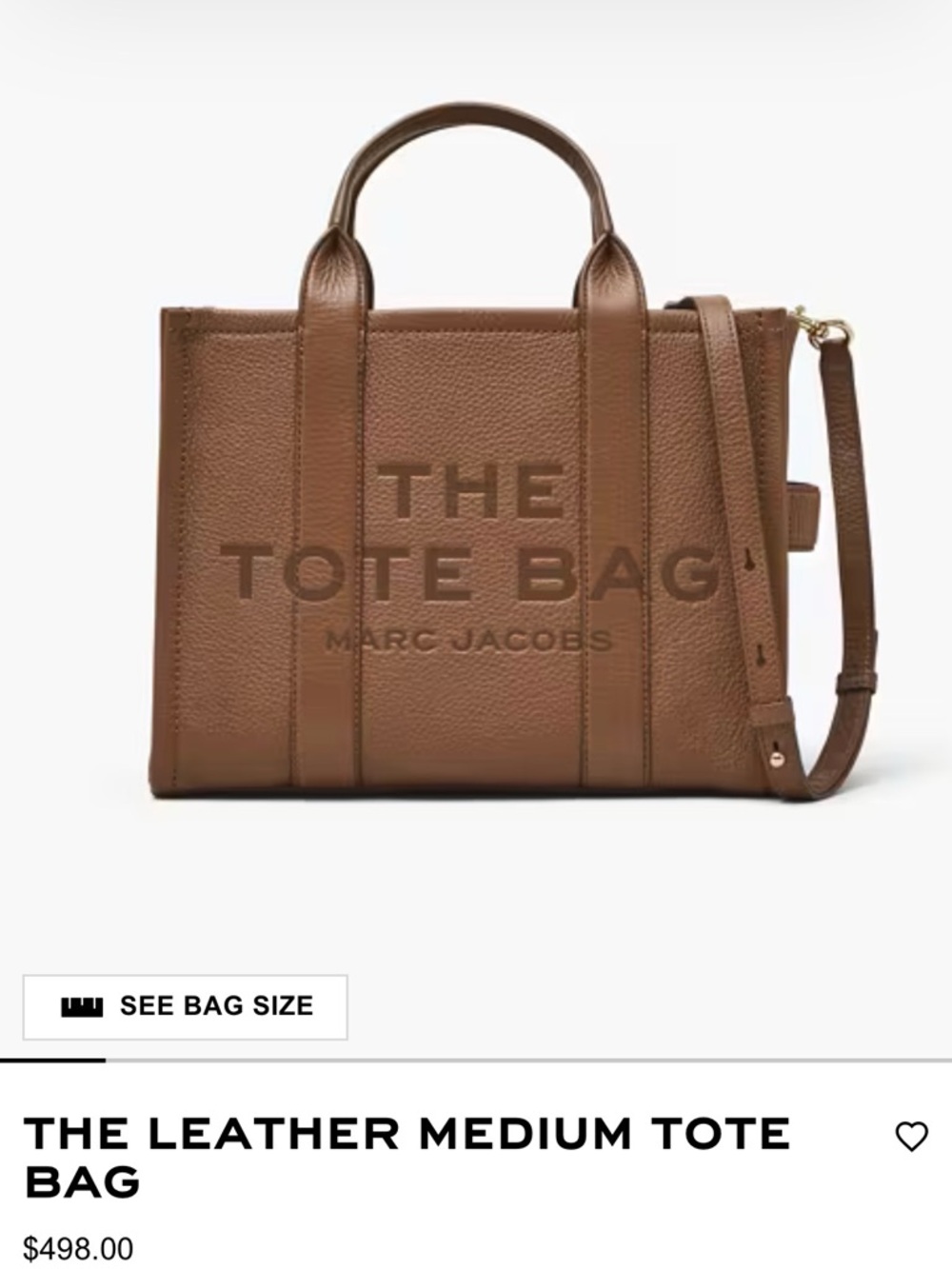 Marc Jacobs Brown Leather Medium Tote Bag